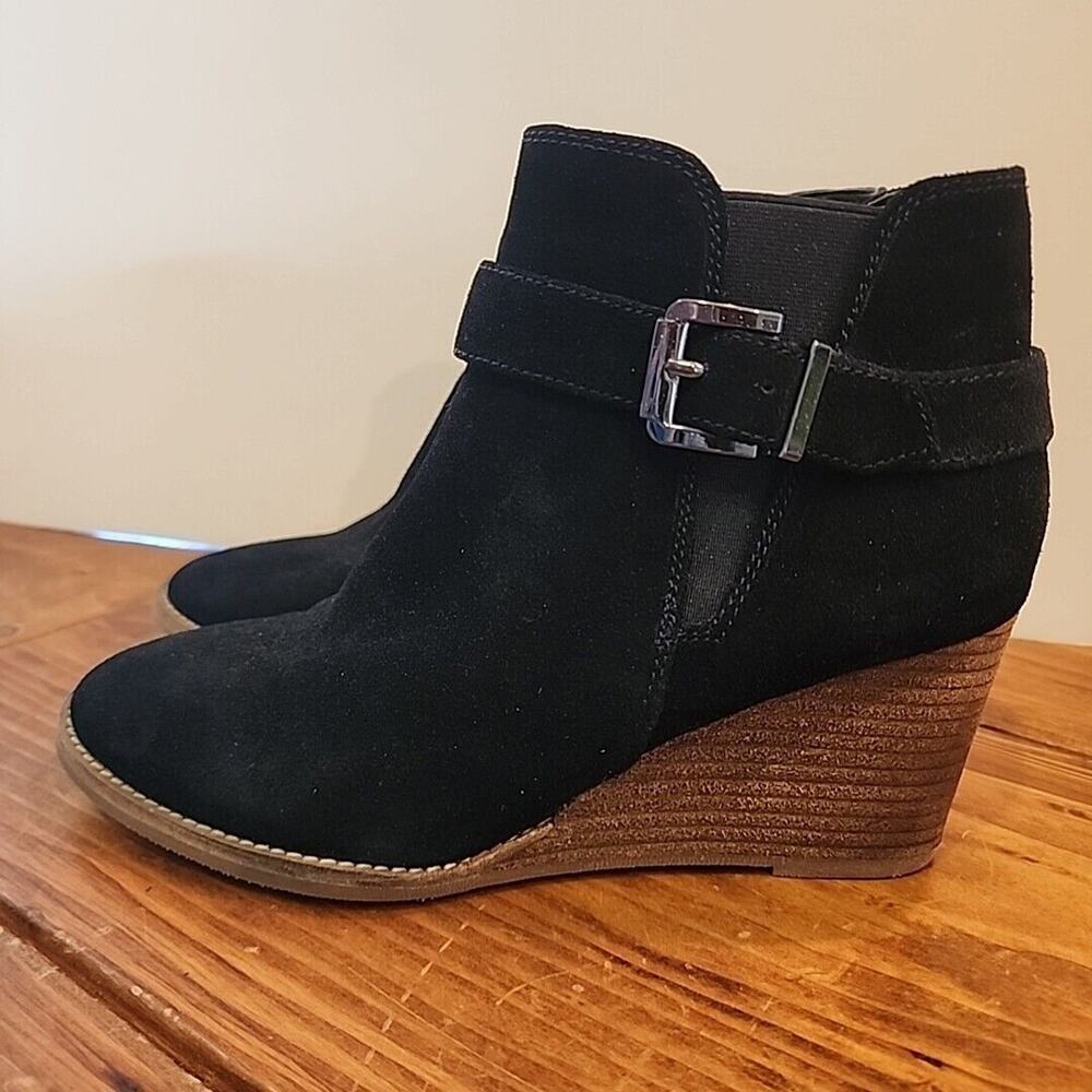 Blondo Natalia Waterproof Suede Wedge Women's Boots Black Size 7 Zip Up EUC